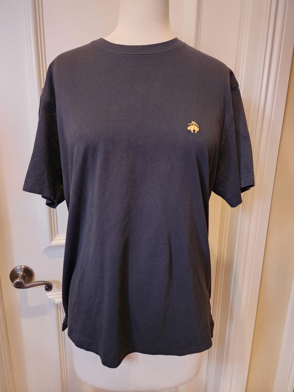 Brooks Brothers Navy Short Sleeve Crewneck T-Shirt with Gold Logo